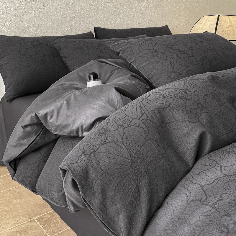 Luz de lujo doble capa de algodón jacquard de tres capas de colchón de alta calidad de cuatro piezas de sábanas de cama de algodón de tres piezas de ropa de cama