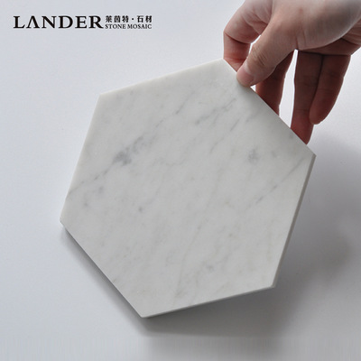厂家供应 天然大理石卡拉拉白石材异形马赛克六角形淋浴房马赛克|ms