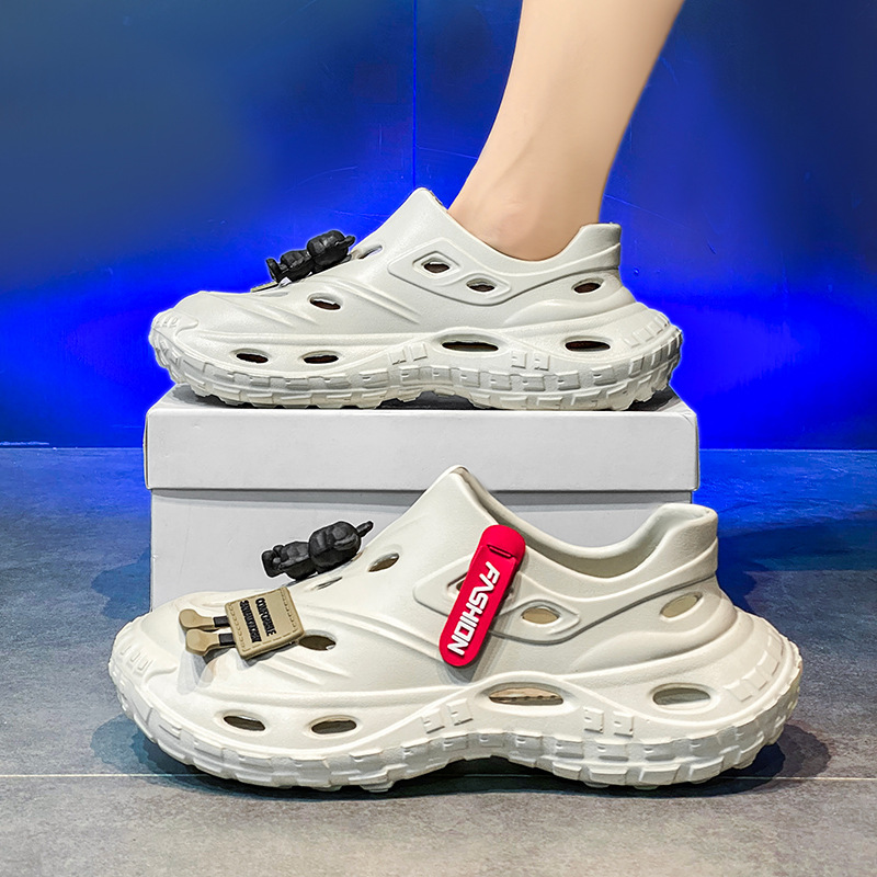 Zapatos con agujeros para hombres, ropa exterior de verano, sandalias antideslizantes de suela gruesa, zapatos de playa al aire libre para deportes de coco Baotou