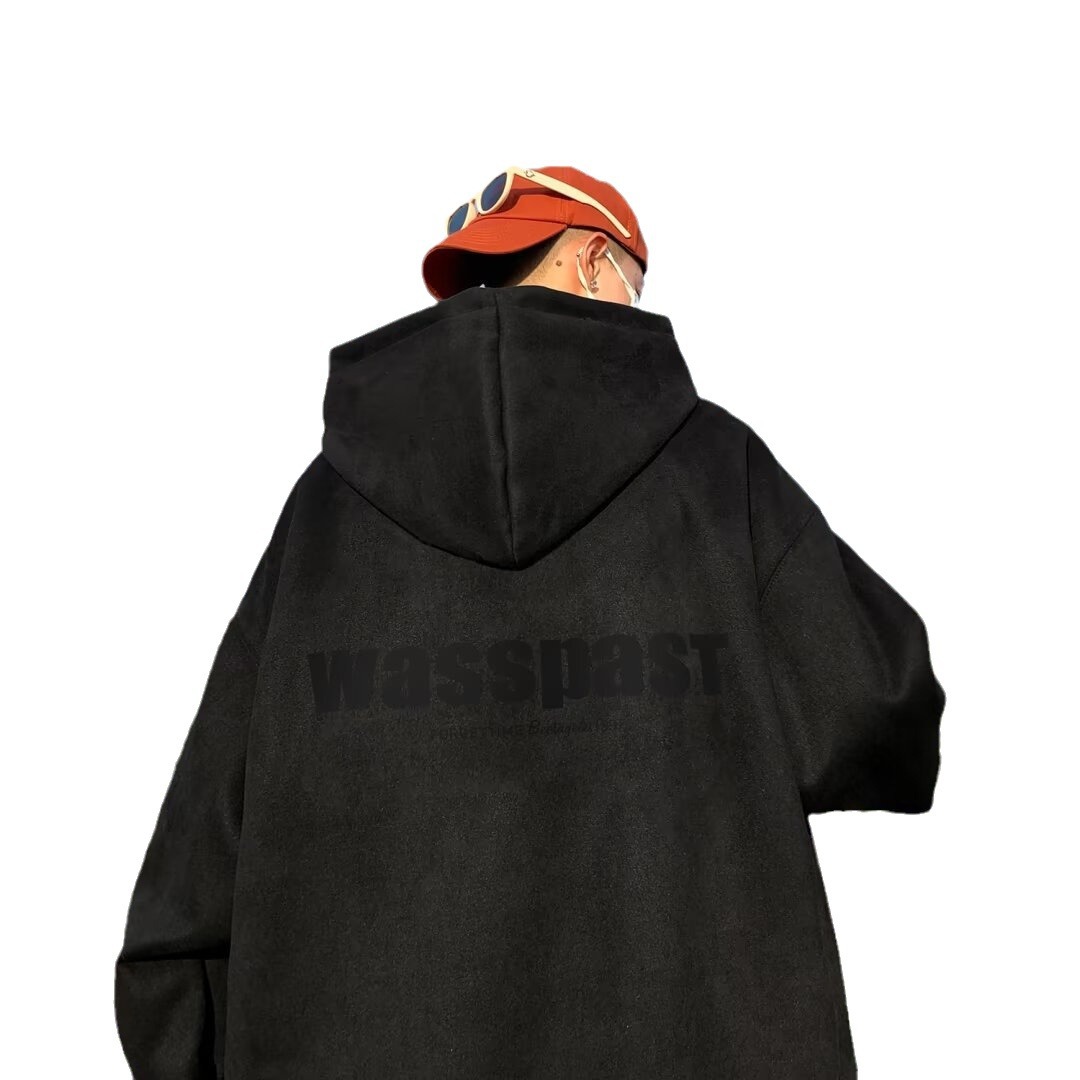 boy Lett Suede 600g Heavyweight Stiff Hooded Sweatshirt Men Amican Style Vibe Fleece Lined Thickened Hip Hop Autumn_viptrois.com