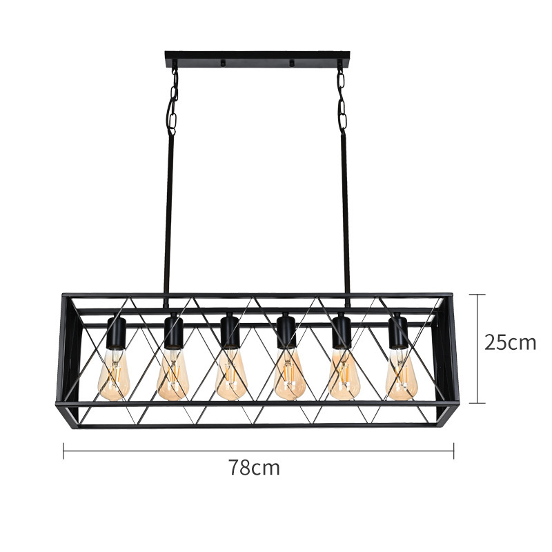 Personalidad creativa loft estilo industrial rectángulo negro marco de hierro forjado restaurante pasillo tienda de ropa barra candelabro