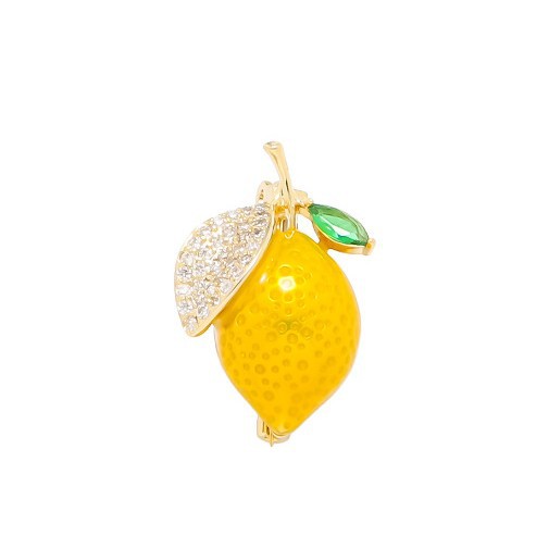Yellow Lemon Brooch Women's Cute Japanese Fruit Pin Buckle Summer Anti-glare Fixed Clothes Collar Accessories