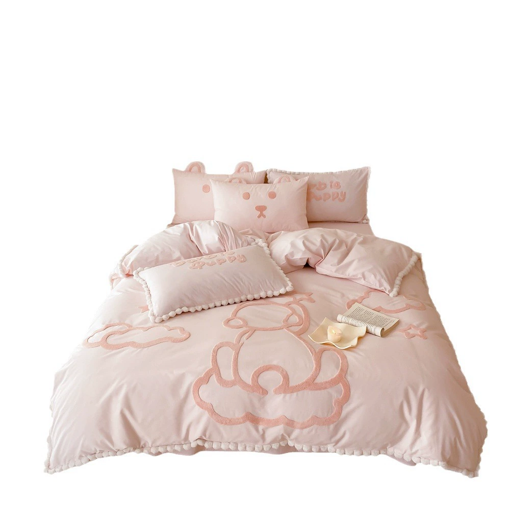 Cotton sheet, cute set, patch, duvet cover, 4 piece set, bedding