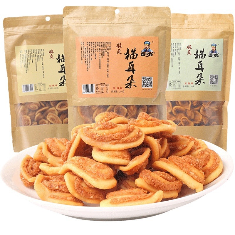 Wolong Cat Ears 280g Five-Spice and Spicy Flavor Leisure Snack Crispy Puffs