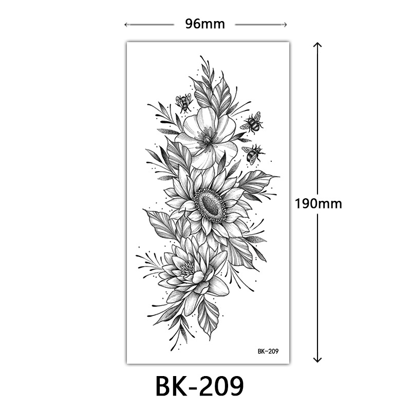 Tatuaje Temporal de Flores Boceto de Papel de Transferencia al Agua, Impresión por Transferencia de Agua, para Cuerpo image 215