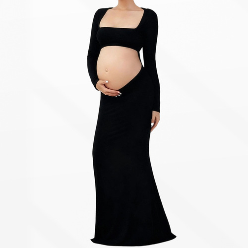 Cross-border European and American Pregnant Women's Photography Clothing Stretch Maternity Dress Fish Tail Skirt Backless Belly-Baring Floor-Long Skirt for Women