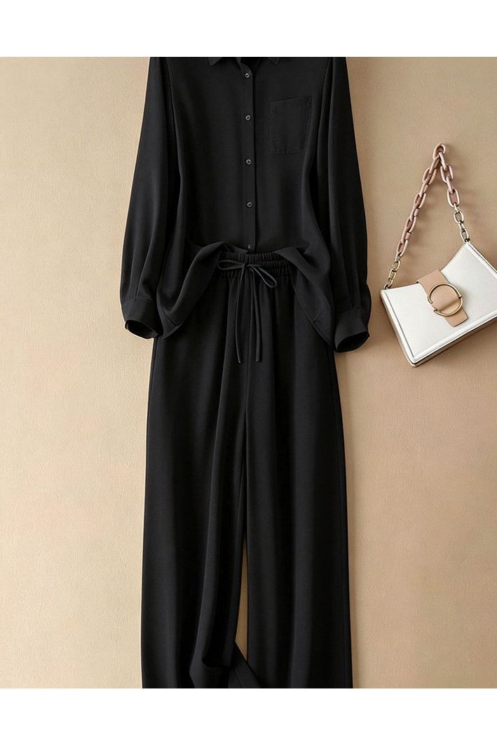 Damen Sommer Set Aus Baumwoll-leinen Bluse Und Hose Elegant_voghion.com