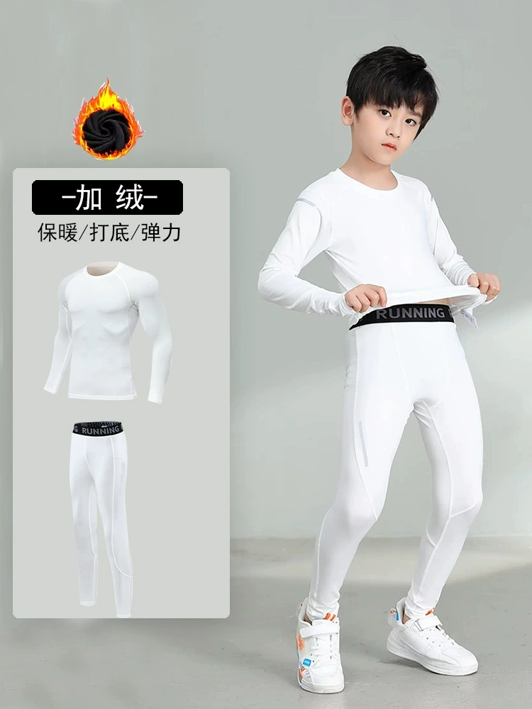 Children's fleece basketball football sports suit for training for gym, quick dry long-sleeve, tight, for running