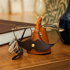跨境創意皮革墨鏡支架大鬍子款近視眼鏡支架辦公桌眼鏡收納架