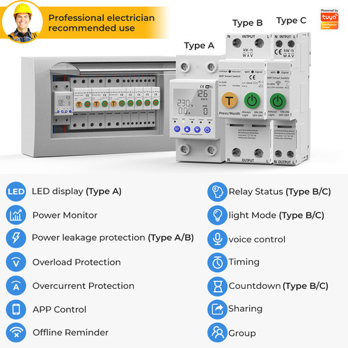 Tuya metering WiFi smart switch leakage circuit breaker wireless remote control remote mobile phone control smart home