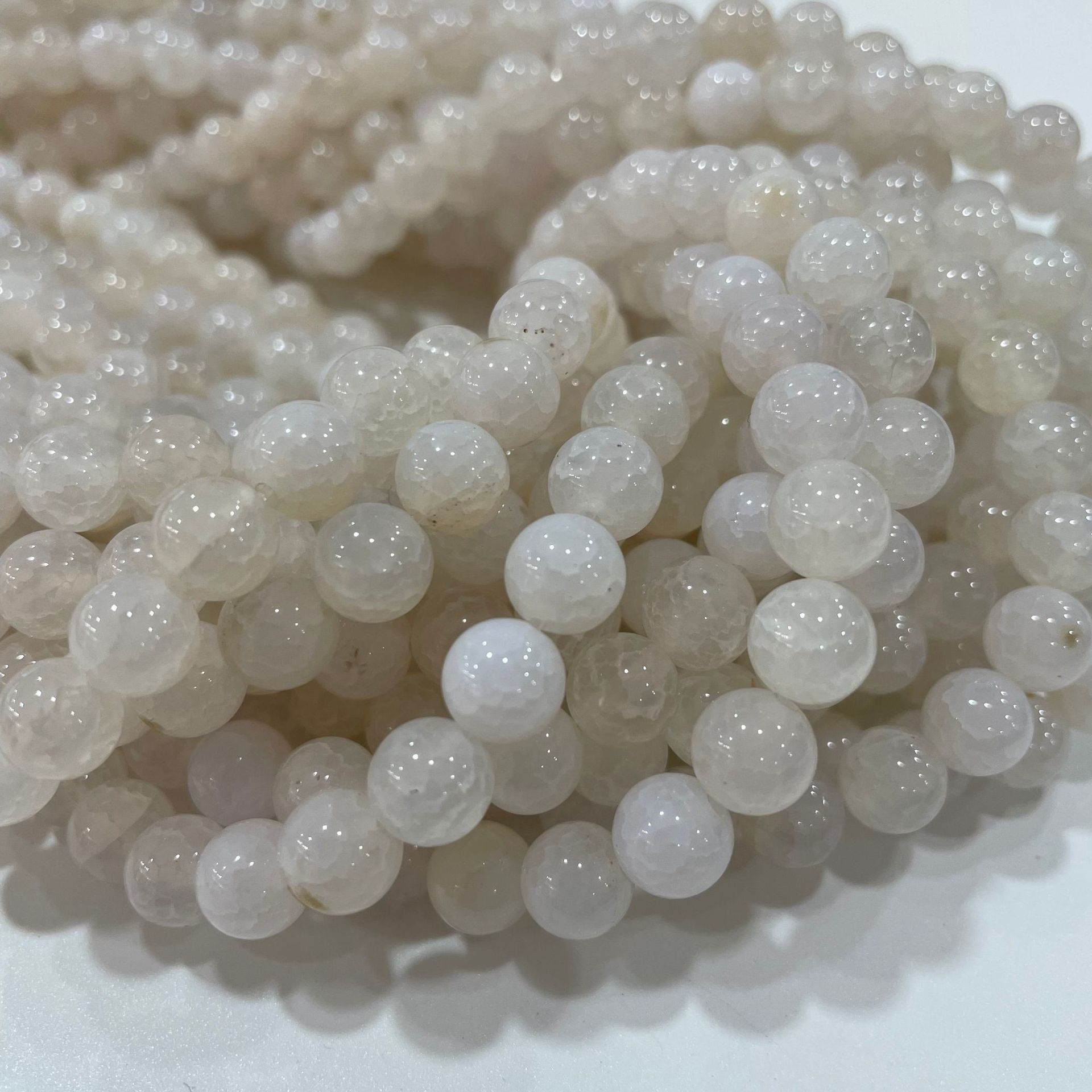 Wholesale supply white blooming agate loose beads natural red dragon pattern agate string beads DIY jewelry clothing accessories craft