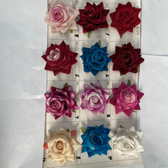 絨布角玫中號仿真花室內擺件婚禮堂裝飾花人造花拍攝道具