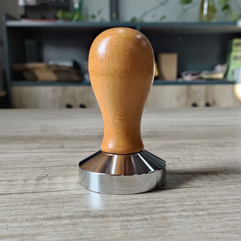 コーヒー圧粉器ステンレス51/53/58フラット布粉圧粉ハンマー木柄ハンドル式コーヒーマシン粉ハンマー|undefined