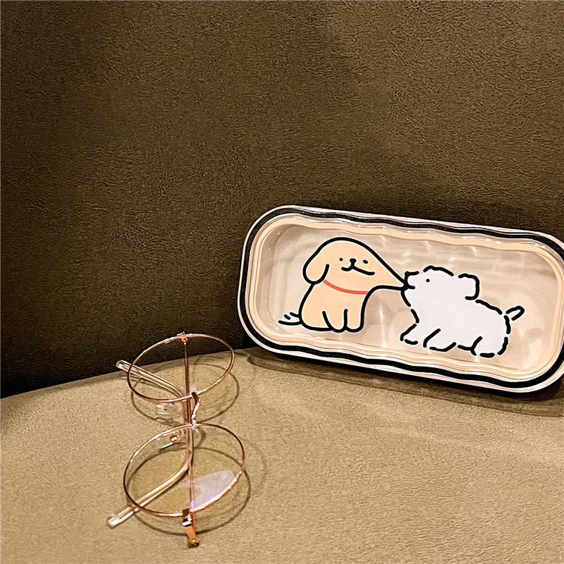 Estuche para gafas moderno con un toque de alta gama, diseño ondulado y bonito, estuche transparente portátil para gafas, estuche para gafas de miopía, estuche para gafas infantiles.