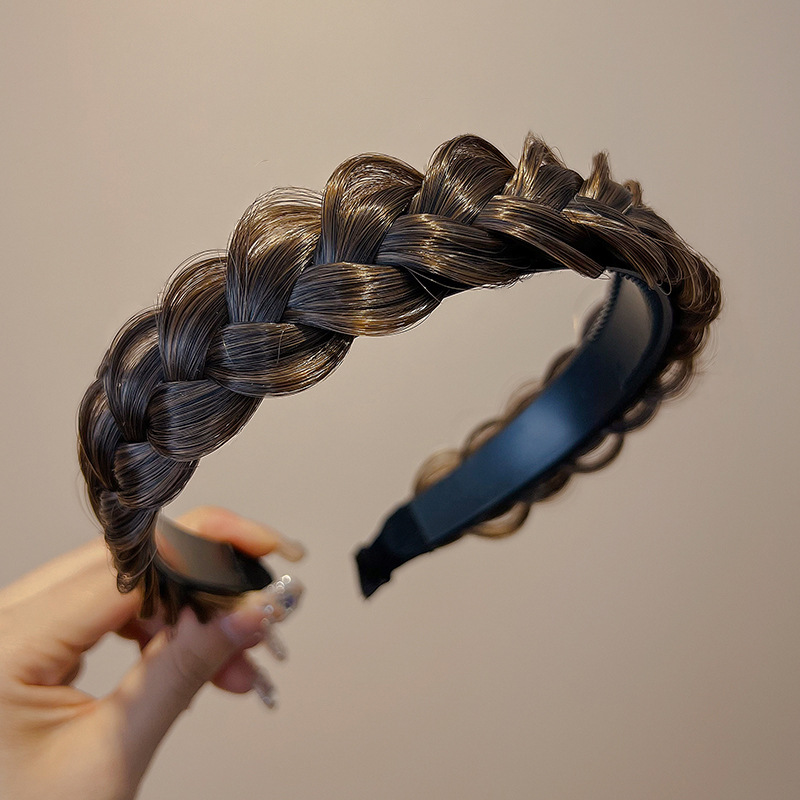 Banda de pelo accesorios para el cabello al por mayor Twist trenza peluca banda de pelo femenino Red roja hecha a mano Fishbone trenza banda de pelo de alta Cráneo tocado superior