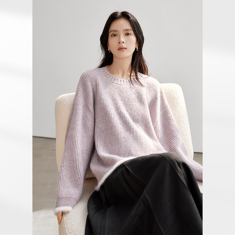 超好看仿貂毛撞色毛衣外套女2025秋季新款慵懒松弛感针织开衫|undefined