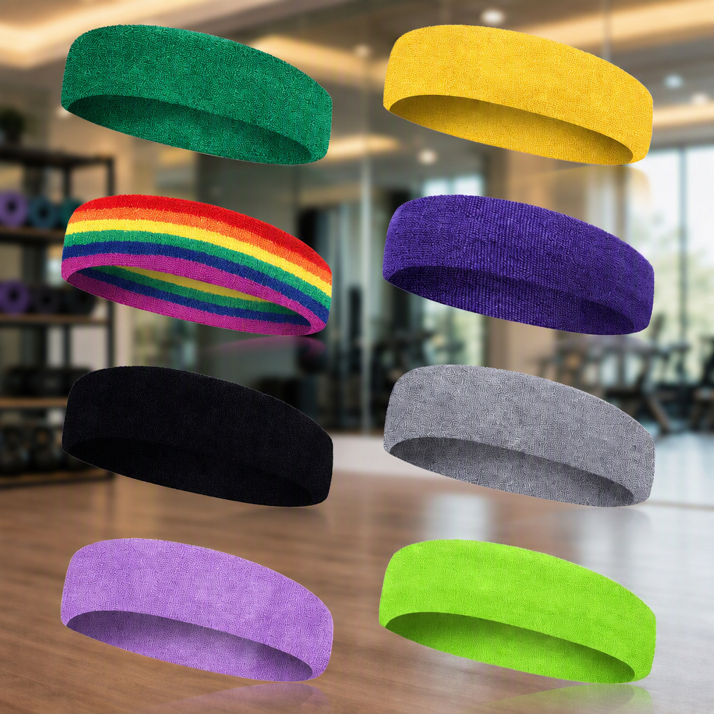 Manufacturer's Sports Sweat-Absorbing Headband for Yoga, Running, Fitness, Anti-Sweat, Sweat-Wicking, Breathable, Elastic Towel Headband, Wholesale in Stock