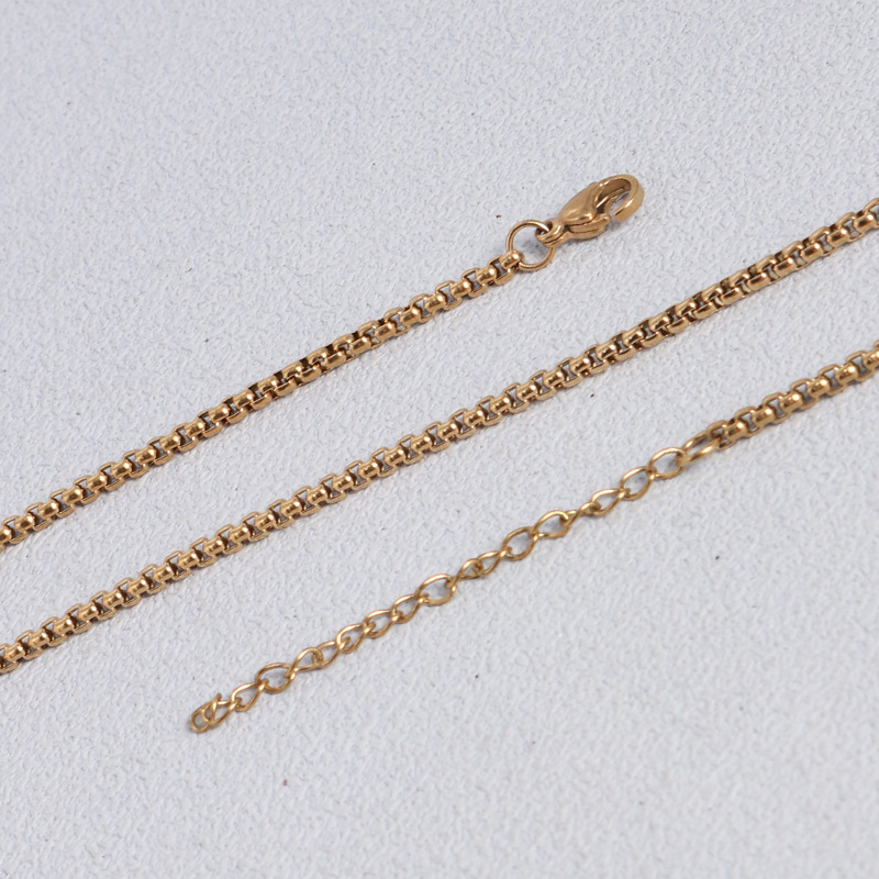 Quadratische Perlenkette Aus Edelstahl Für Damen Und Herren_voghion.com