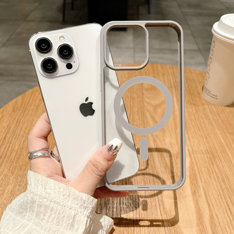 Apple 16 cep telefonu kılıfı şeffaf manyetik iPhone 15 promax koruyucu kapak buzlu akrilik 14 basit uyumlu