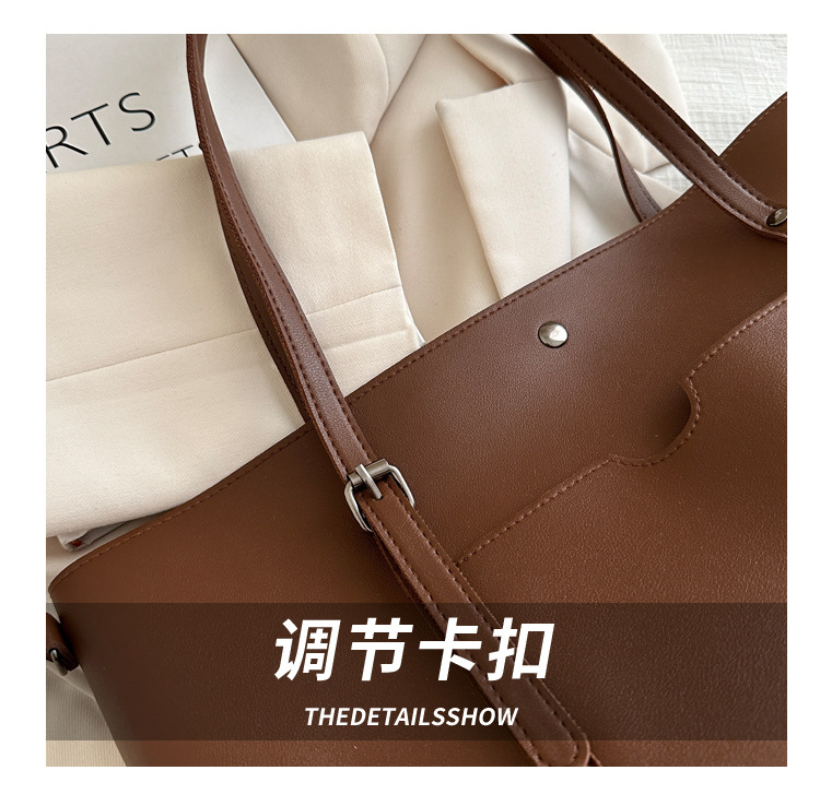 Retro texture commuting solid color simple 2024 autumn new large-capacity single-shoulder bag with a relaxed underarm tote bag undefined