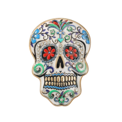 Yaxa sancaqları Skull Brooch with Enamel and Diamond - rw0311-blue