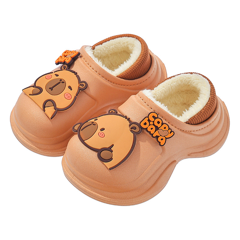 Bolsos de invierno para niños, zapatos de algodón de tacones, niños y niñas, calentamiento y terciopelo impermeable para el hogar, niños mayores y niños, traposas de algodón