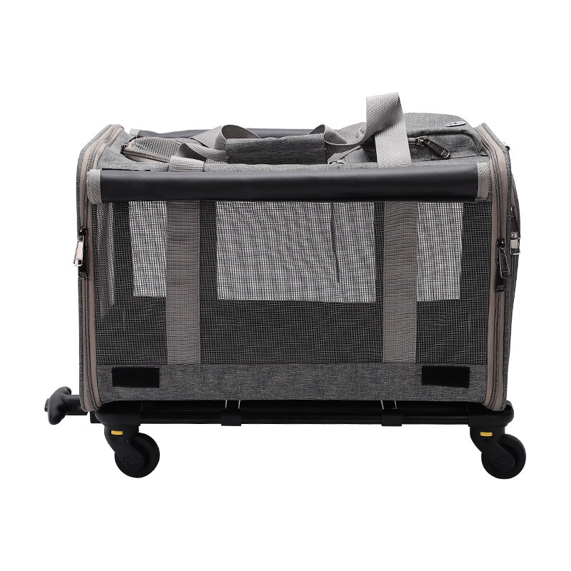 Transportín para gatos, carrito para mascotas para exteriores, jaula plegable y transpirable para mascotas, caja de transporte tipo bandolera para perros