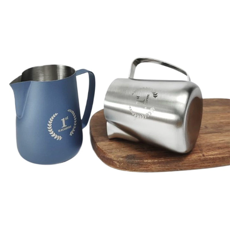 Оптовая продажа, простая утолщенная чашка для латте-арта из нержавеющей стали 304, 450 мл, чашка для молочной пены с острым горлышком и ручкой, итальянский цилиндр для кофе латте-арта