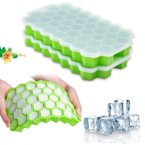 Silicone ice grid mold square ice storage box with lid household food supplement box ice making ice cube film