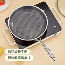 定制跨境不锈钢蜂窝煎锅不粘锅全面屏煎蛋锅煎牛排锅具平底锅煎盘