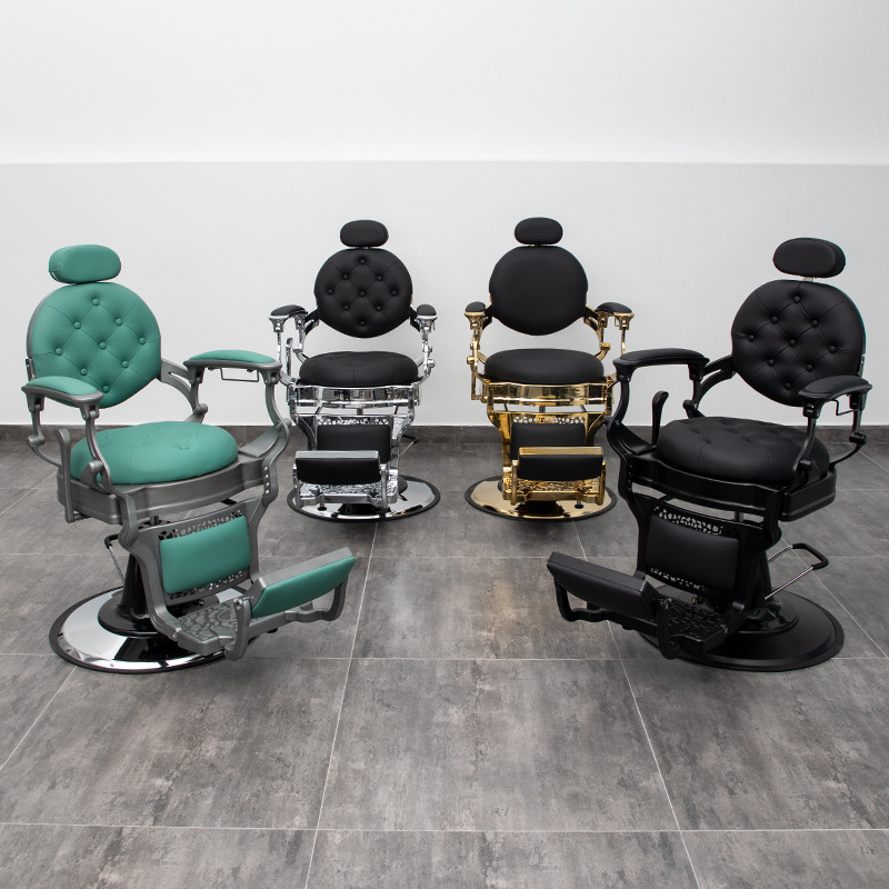 Sillón de barbero vintage para cortes de pelo, sillón de salón reclinable, sillón de barbero para hombres, sillón giratorio. image 4