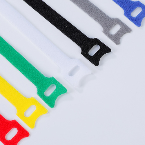 Back-to-back Colorful Nylon Cat Head T-Type Hook-and-Loop Cable Tie Wire Management Band Data Cable Organizer Bundling Strap