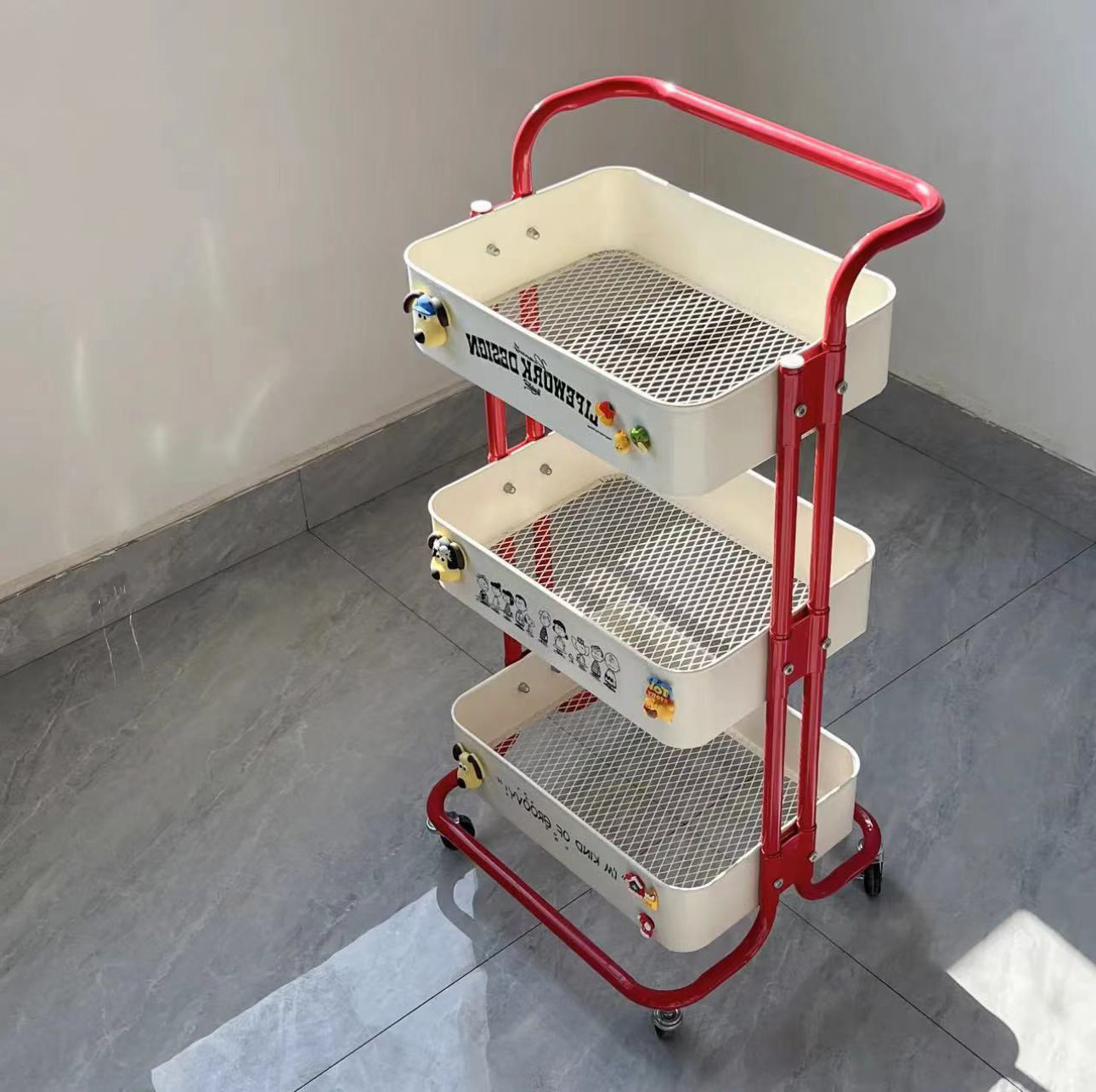 Internet Celebrity Trolley Storage Rack Household Pulley Kitchen Storage Rack Snack Living Room Storage Rack Bathroom Bookshelf