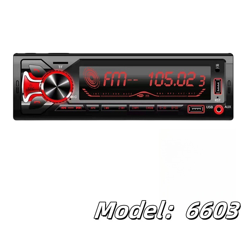 6603 Bluetooth coche radio de un solo lingote colorido HD música sin pérdidas tarjeta USB reproductor de MP3 del coche