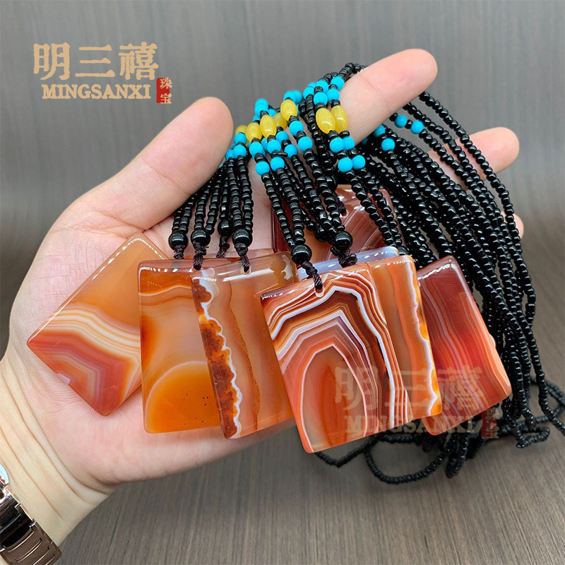 玛瑙平安无事牌男女情侣玉髓平安玉牌吊坠项链玉坠挂项链毛衣链