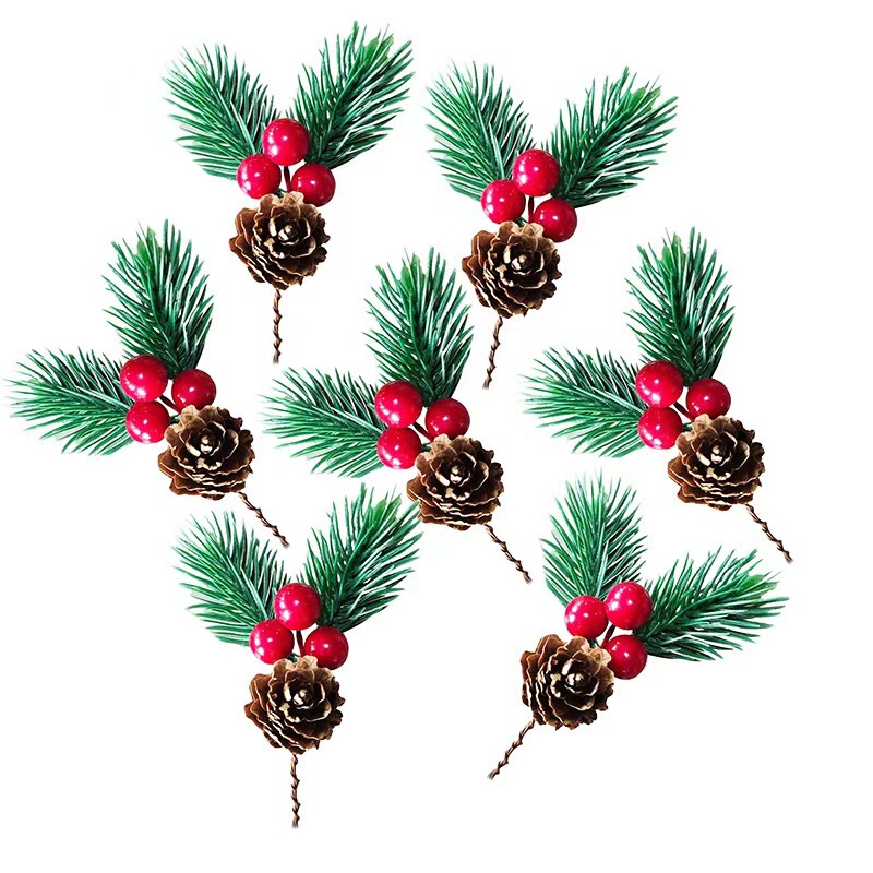 クリスマスケーキ装飾シミュレーション松針クリスマスツリー赤いクリスマス果松果ストラップDIYギフトボックス部品|undefined