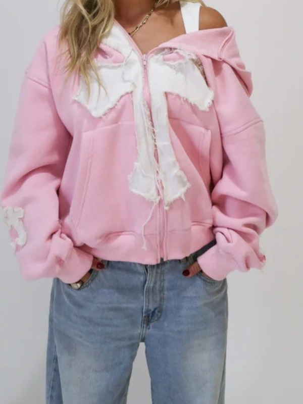 美式拼接宽松街头拼撞色设计感棒球服外套女学院风宽松夹克亚马逊|undefined