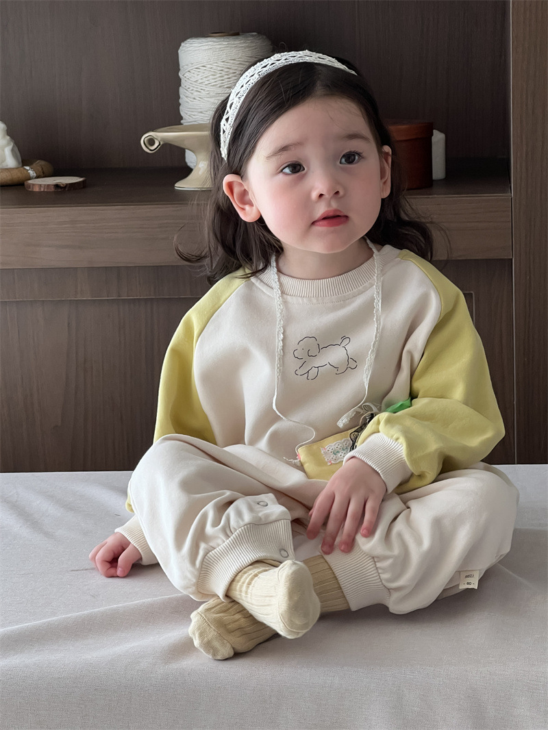 Baby color contrastante camiseta de caída de otoño 2026 bebé caída de otoño ropa infantil coreana ropa de niñas bolsa de color image 4