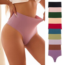 热卖外贸高腰丁字裤柔软冰丝无痕内裤女透气纯色性感舒适运动T裤