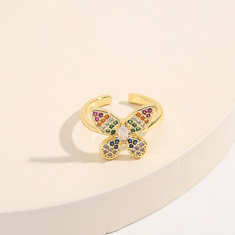 Retro Butterfly Copper Inlay Zircon Rings