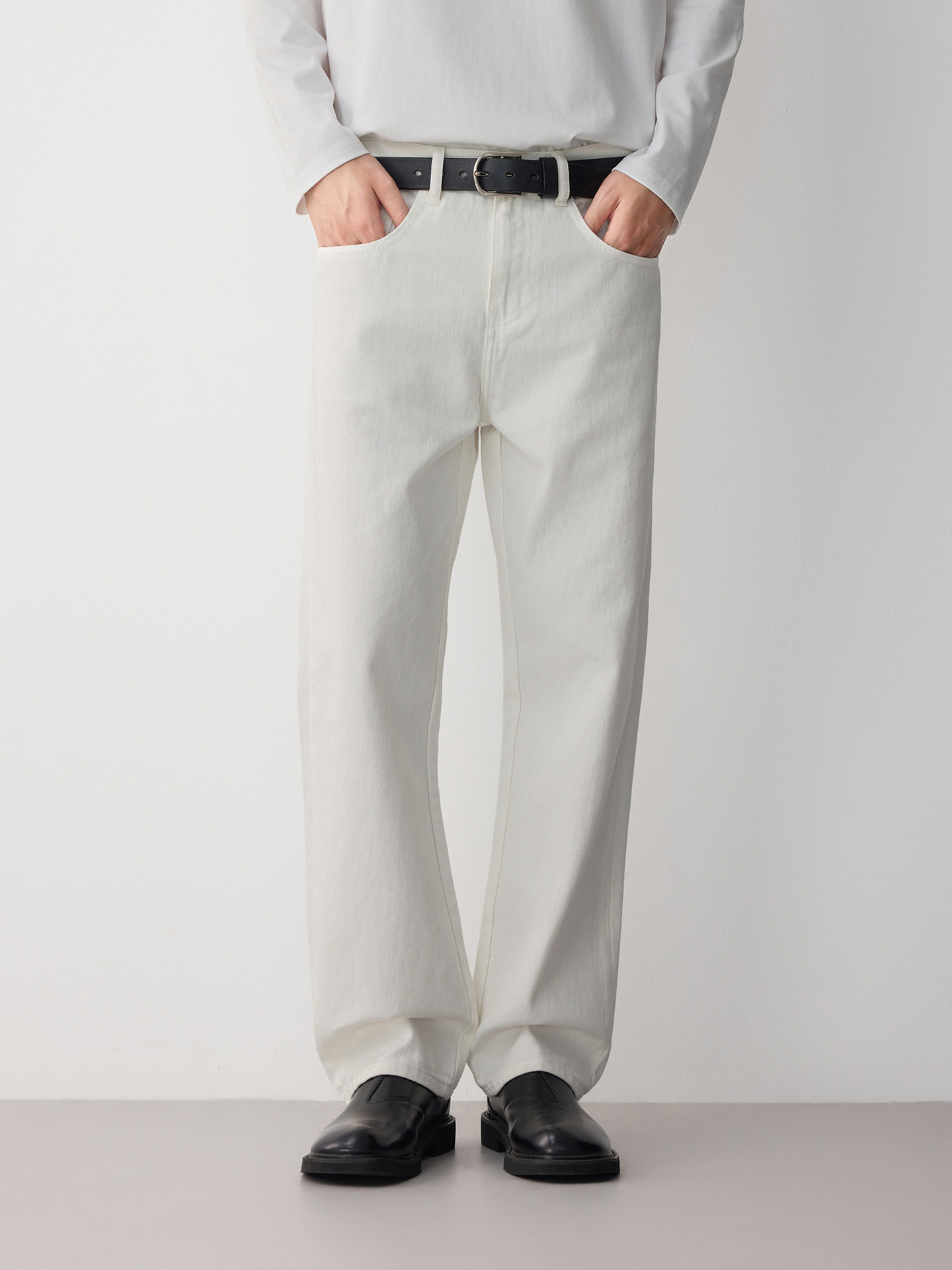 Quần jean nam slim công sở cotton cao cấp — trắng
