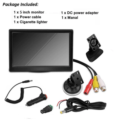 Manufacturer supplies 5inch suction cup monitor HD wireless transmitter receiver license plate 7-inch infrared car camera (Vehicle camera) - 5inch-desktop-suction-cup-cigarette-lighter-accessories-black-border