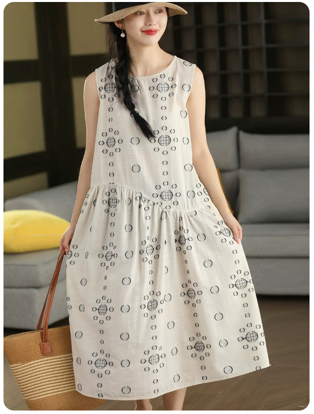 Retro summer dress with sleeves sleevless