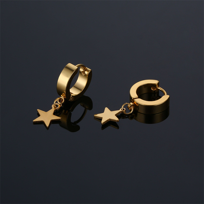 1 Piece Quantity 1 Piece Simple Style Pentagram Stainless Steel Plating Drop Earrings