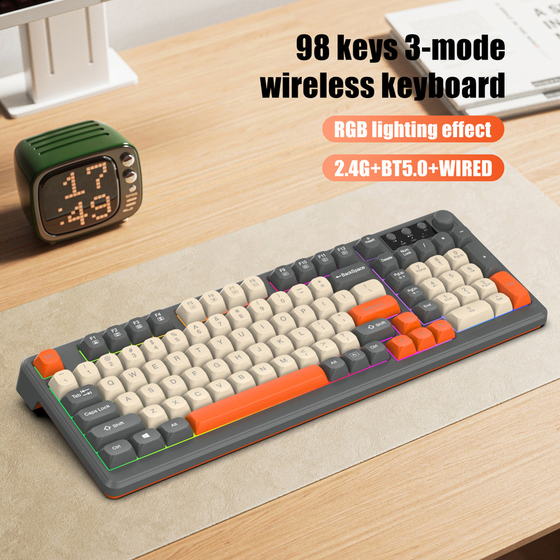RGB light high color value three-mode wired wireless Bluetooth keyboard game office film mute keyboard mechanical feel RGB light high color value three-mode wired wireless Bluetooth keyboard game office film mute keyboard mechanical feel