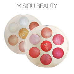 跨境彩妝自然裸妝修顏好氣色學生影樓化妝師用7色圓形胭脂腮紅盤