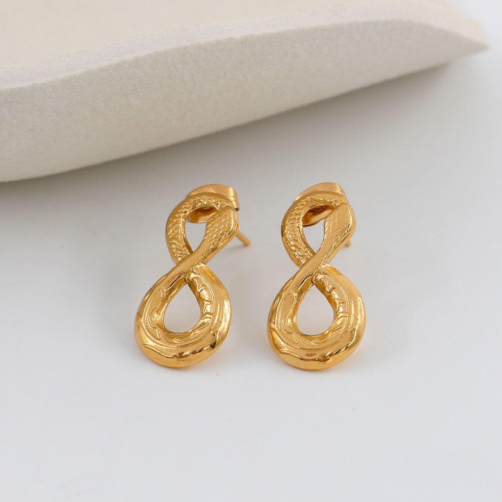 Ear Studs Classification 1 Pair Simple Style Infinity Snake Stainless Steel Plating Ear Studs