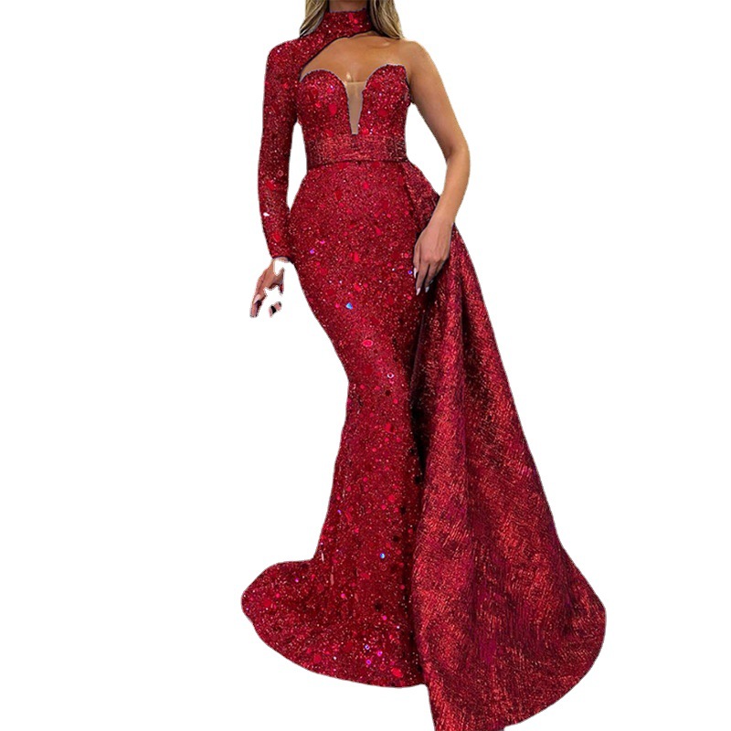 Vestido de Noche para Mujer, Estilo Otoño 2025, Nuevo Estilo Elegante para Banquete, Actuación, Presentadora, Vestido Largo con Cola de Pez, Estilizador image 7
