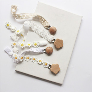 ins Baby Pacifier Holder Tooth Glue Anti-losing Chain Little Daisy Lace Beech Anti-losing Chain Baby Bite