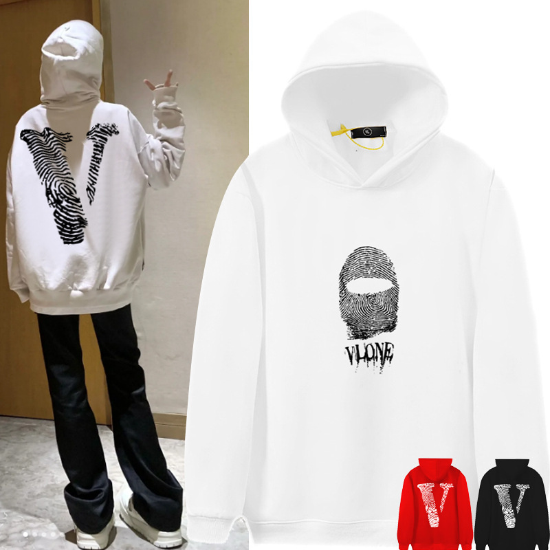 Vlone European and American Loose Youth Couple Pullover Fleece-Lined Hooded Work Clothing Casual Ins Trendy Brand Sweatshirt